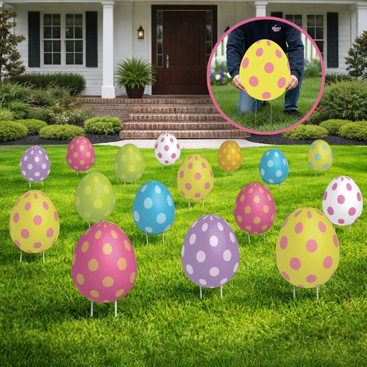 Jumbo Easter Egg Yard Signs (24 - Pack) with Stakes, Double - Sided