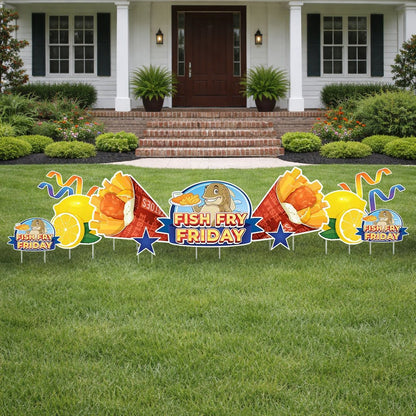 Jumbo Fish Fry Friday Yard Cards - 13 Piece Set