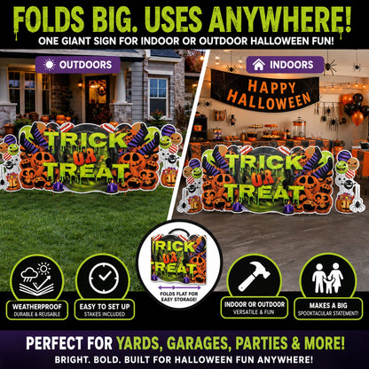 Jumbo Trick Or Treat Halloween Yard Sign Decoration - 7 pc Set