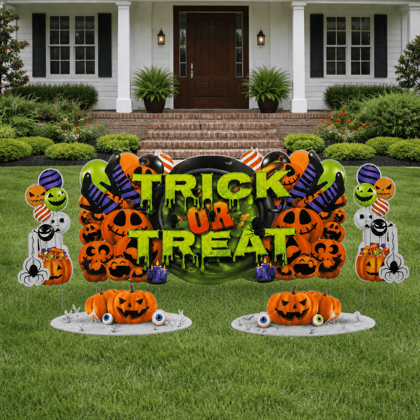 Jumbo Trick Or Treat Halloween Yard Sign Decorations – 7-Piece Outdoor Yard Card Set