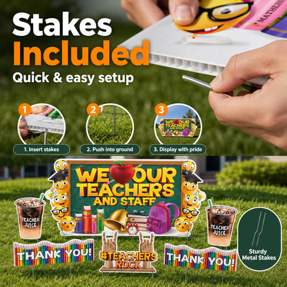 Jumbo We Love Our Teachers and Staff Oversized EZ Yard Card