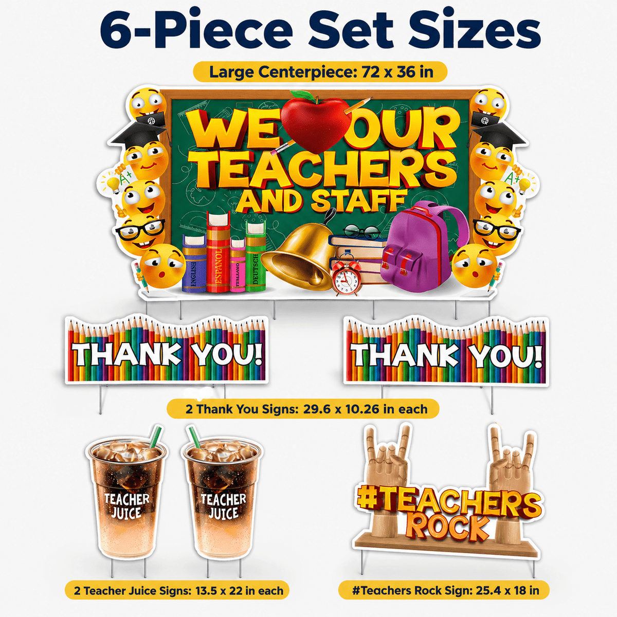 Jumbo We Love Our Teachers and Staff Oversized EZ Yard Card