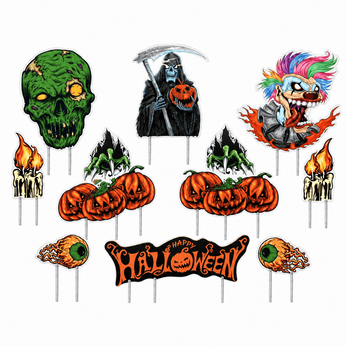 Large Scary Halloween Yard Card Set – Happy Halloween Outdoor Yard Decorations