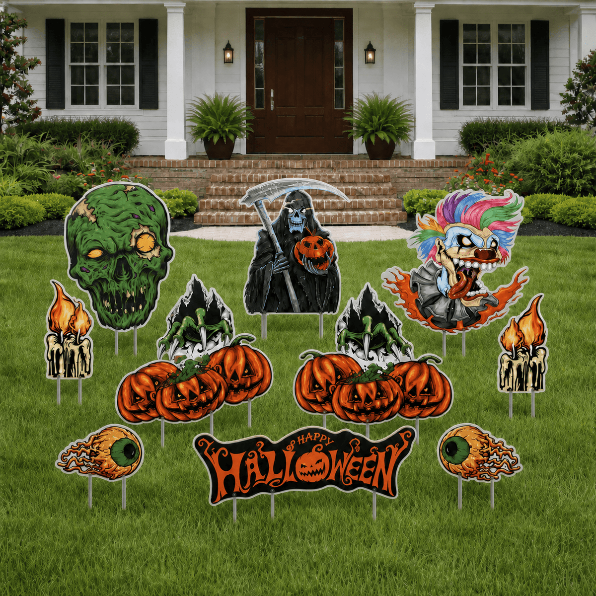 Large Scary Halloween Yard Card Set – Happy Halloween Outdoor Yard Decorations