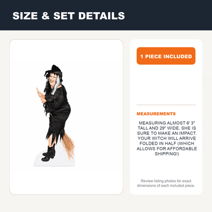 Life Size Witch Halloween Lawn Decoration with easel