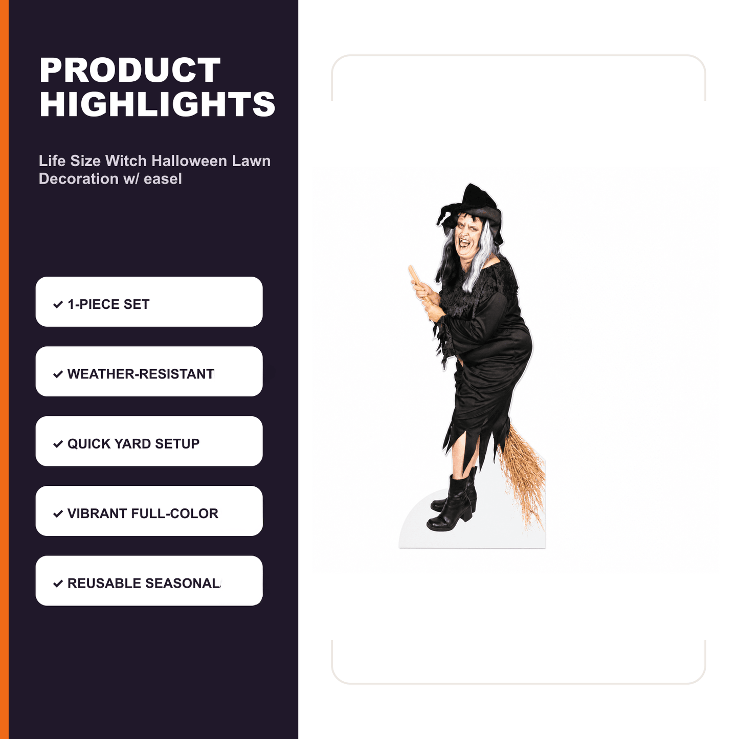 Life Size Witch Halloween Lawn Decoration with easel
