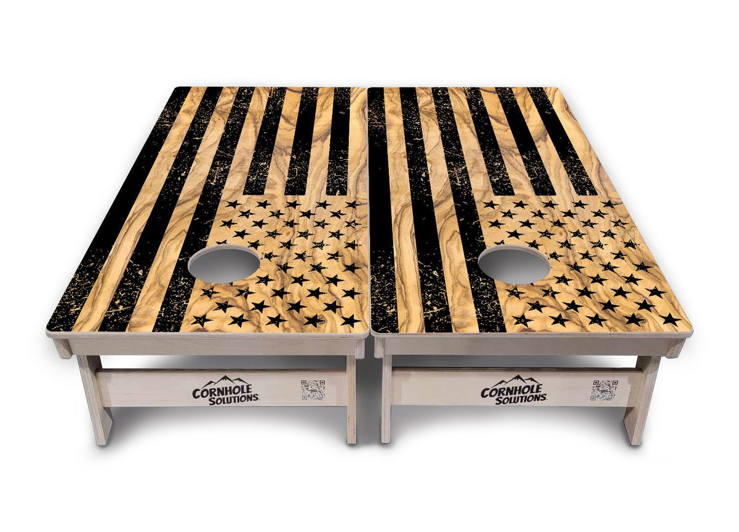 Light Wood Flag Cornhole Boards - Professional Tournament Series