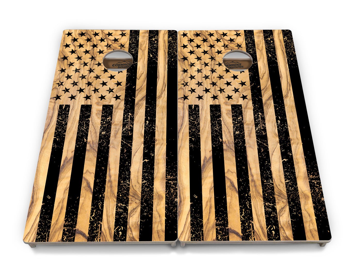 Light Wood Flag Cornhole Boards - Professional Tournament Series