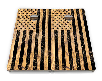 Light Wood Flag Cornhole Boards - Professional Tournament Series