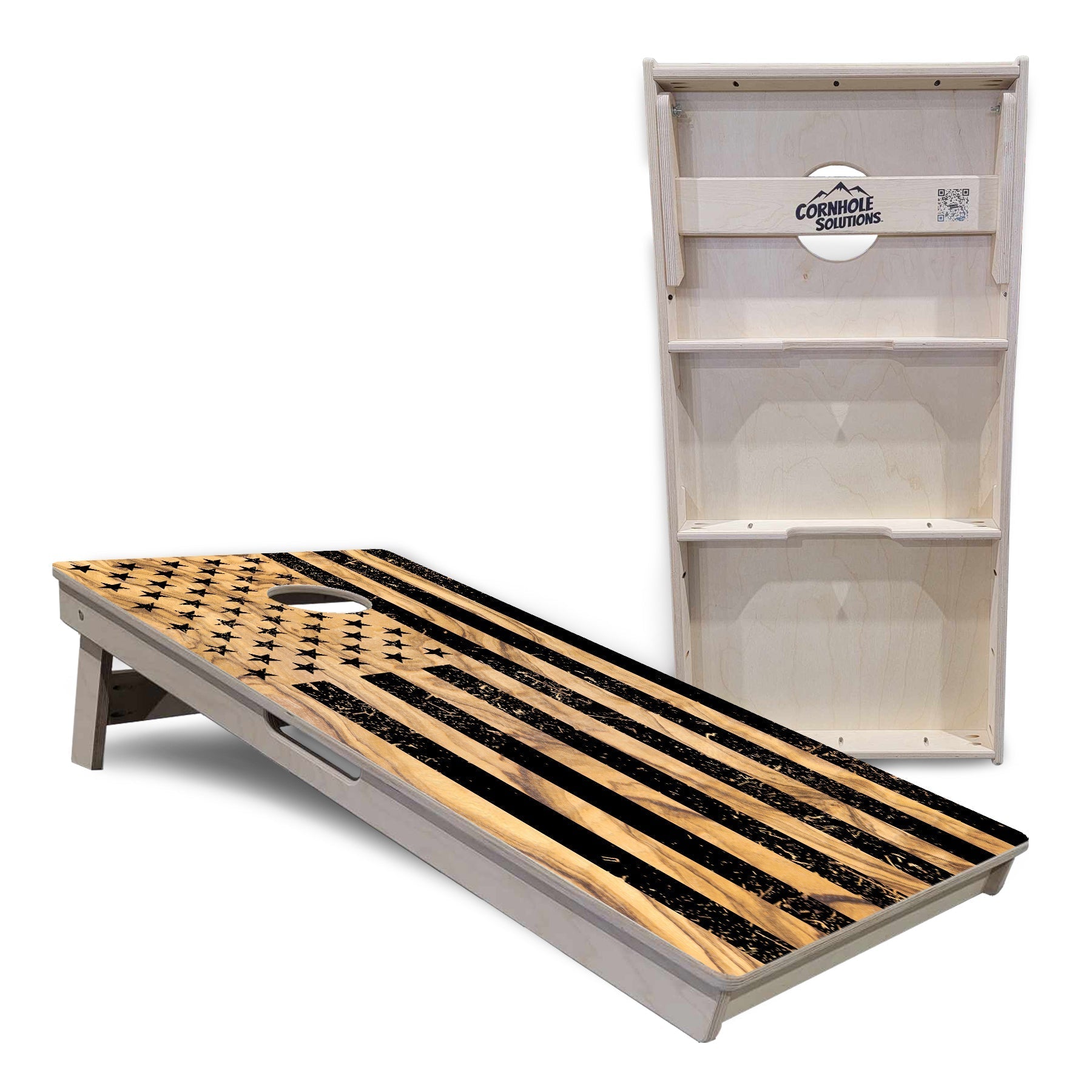 Light Wood Flag Cornhole Boards - Professional Tournament Series