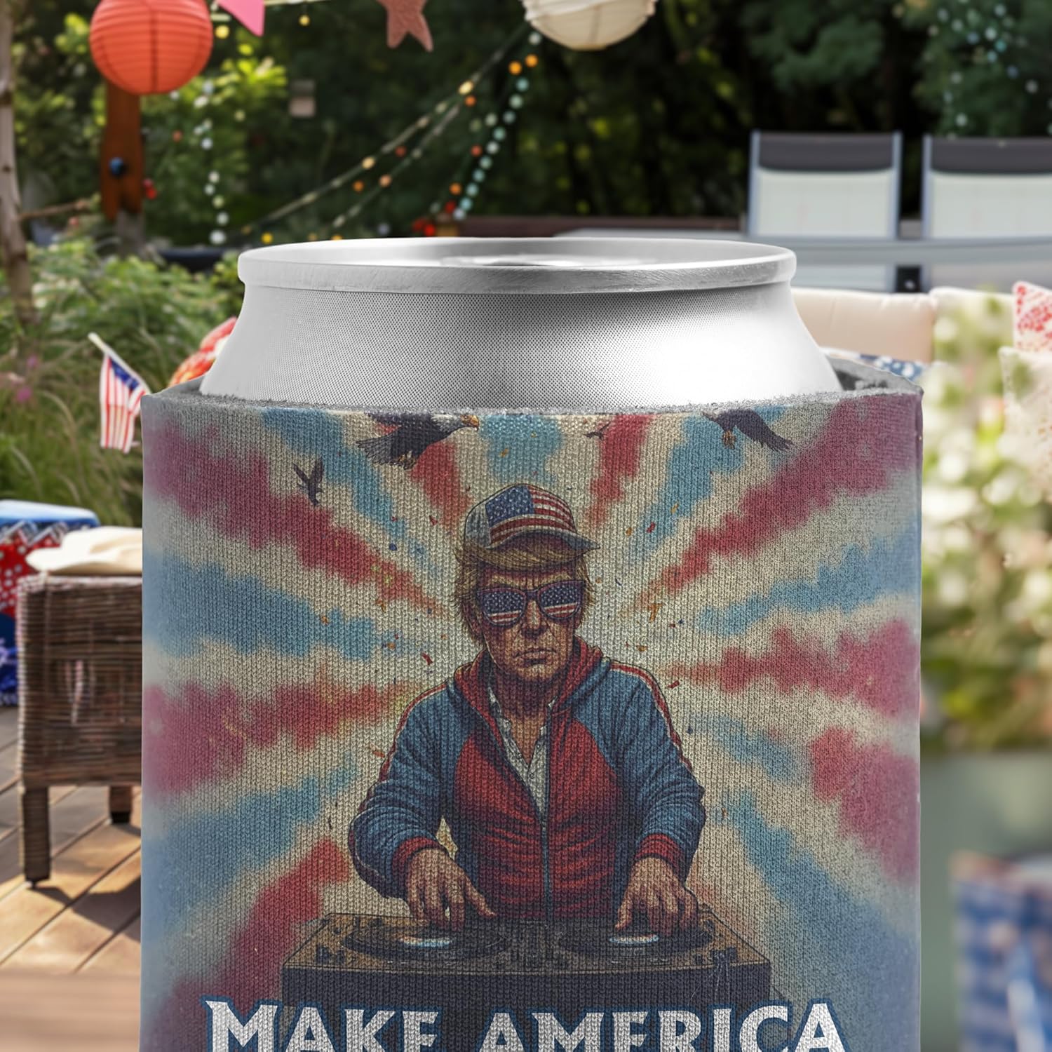 Make America Party Again Can Coolers, Party Like It’s 1776, Patriotic Fourth of July Drink Sleeves for Cans and Bottles