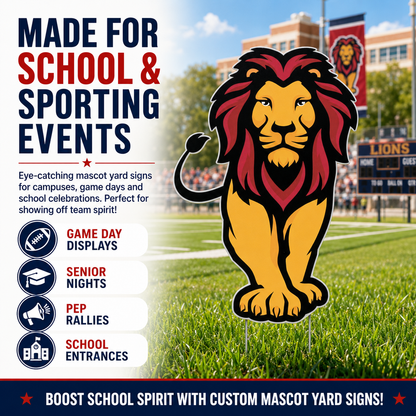 Custom School Mascot Cutout Yard Signs with EZ Stakes- Personalized School Spirit Yard Decorations