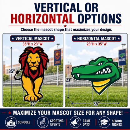 Custom School Mascot Cutout Yard Signs with EZ Stakes- Personalized School Spirit Yard Decorations