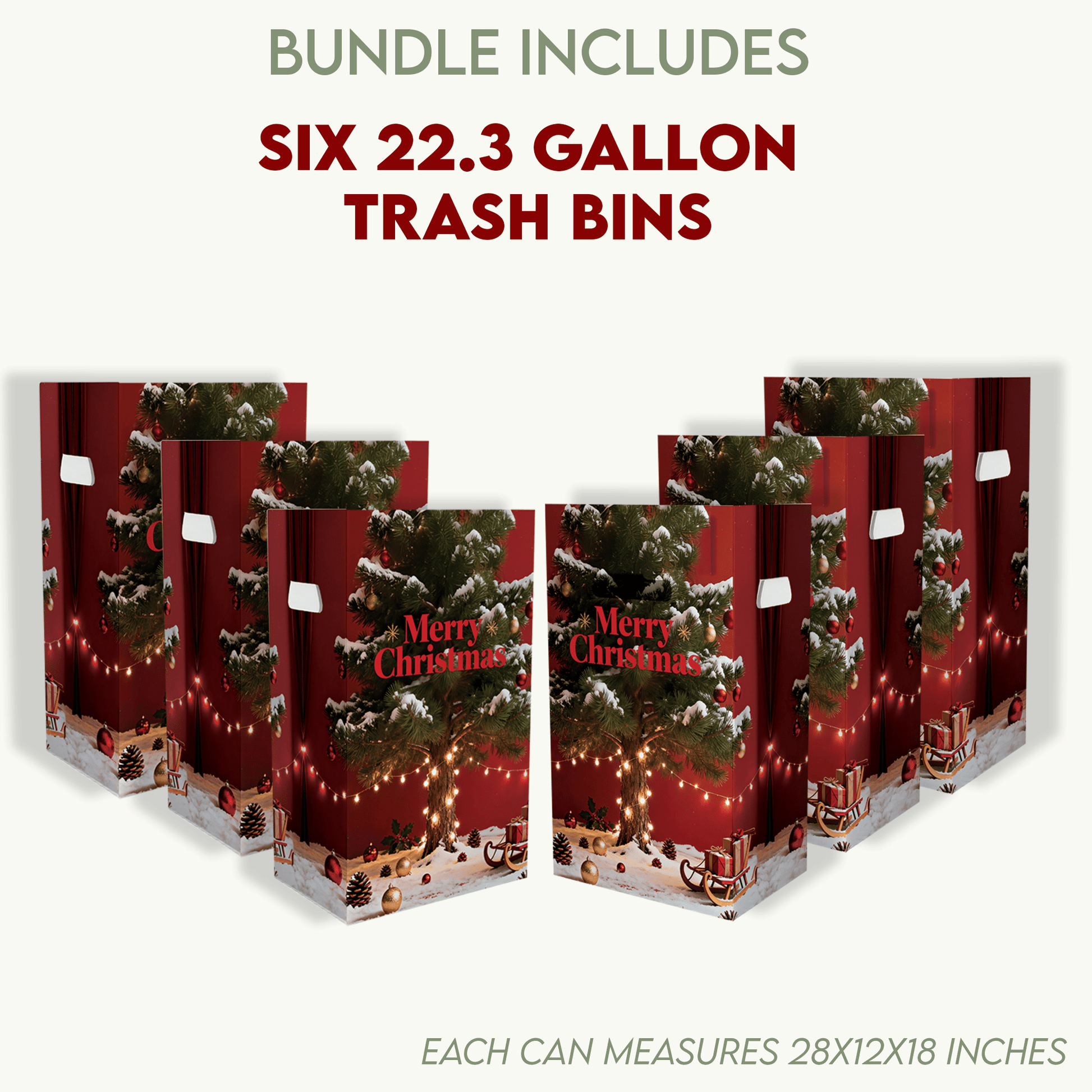 Merry Christmas Bundle - Backdrop Banner, Cupcake Toppers, Can Coolers and Trash Bins