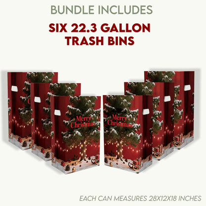 Merry Christmas Bundle - Backdrop Banner, Cupcake Toppers, Can Coolers and Trash Bins