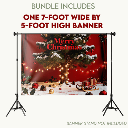 Merry Christmas Bundle - Backdrop Banner, Cupcake Toppers, Can Coolers and Trash Bins