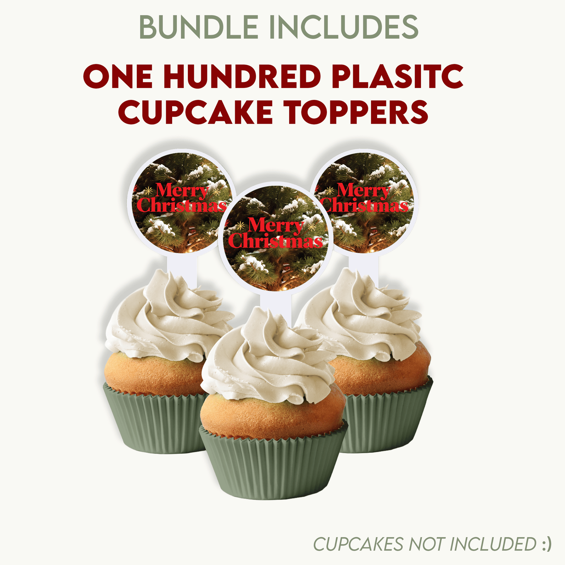Merry Christmas Bundle - Backdrop Banner, Cupcake Toppers, Can Coolers and Trash Bins
