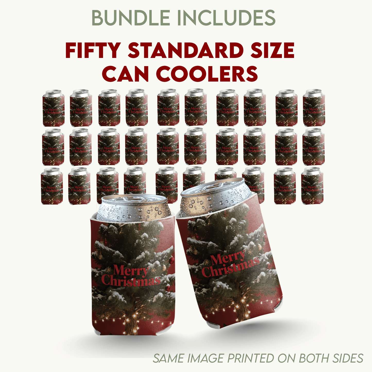 Merry Christmas Bundle - Backdrop Banner, Cupcake Toppers, Can Coolers and Trash Bins