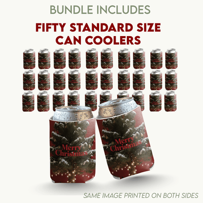Merry Christmas Bundle - Backdrop Banner, Cupcake Toppers, Can Coolers and Trash Bins