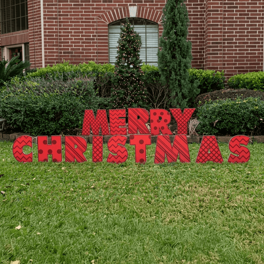 Merry Christmas Yard Letters with Stakes - 20-Inch Outdoor Christmas Lawn Sign Set
