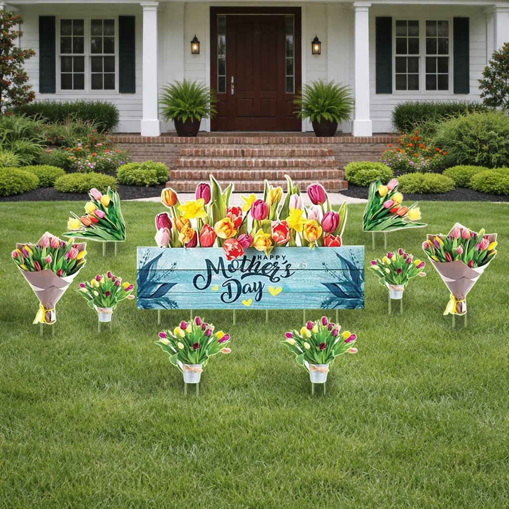 Mother's Day Flower Bouquet Yard Sign - Set of 9