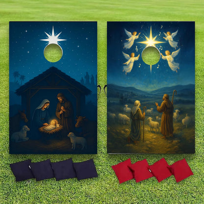 Nativity Cornhole Bag Toss Game 24x36” – Christian Christmas Outdoor Game Set | Includes 2 Wood Boards & 8 Bean Bags