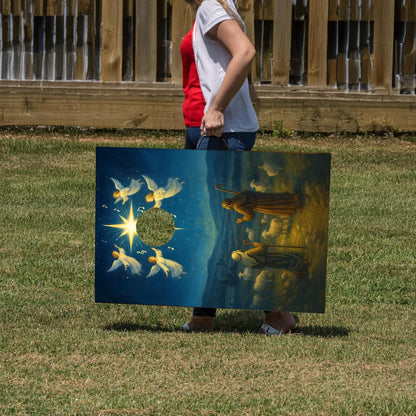 Nativity Cornhole Bag Toss Game 24x36” – Christian Christmas Outdoor Game Set | Includes 2 Wood Boards & 8 Bean Bags