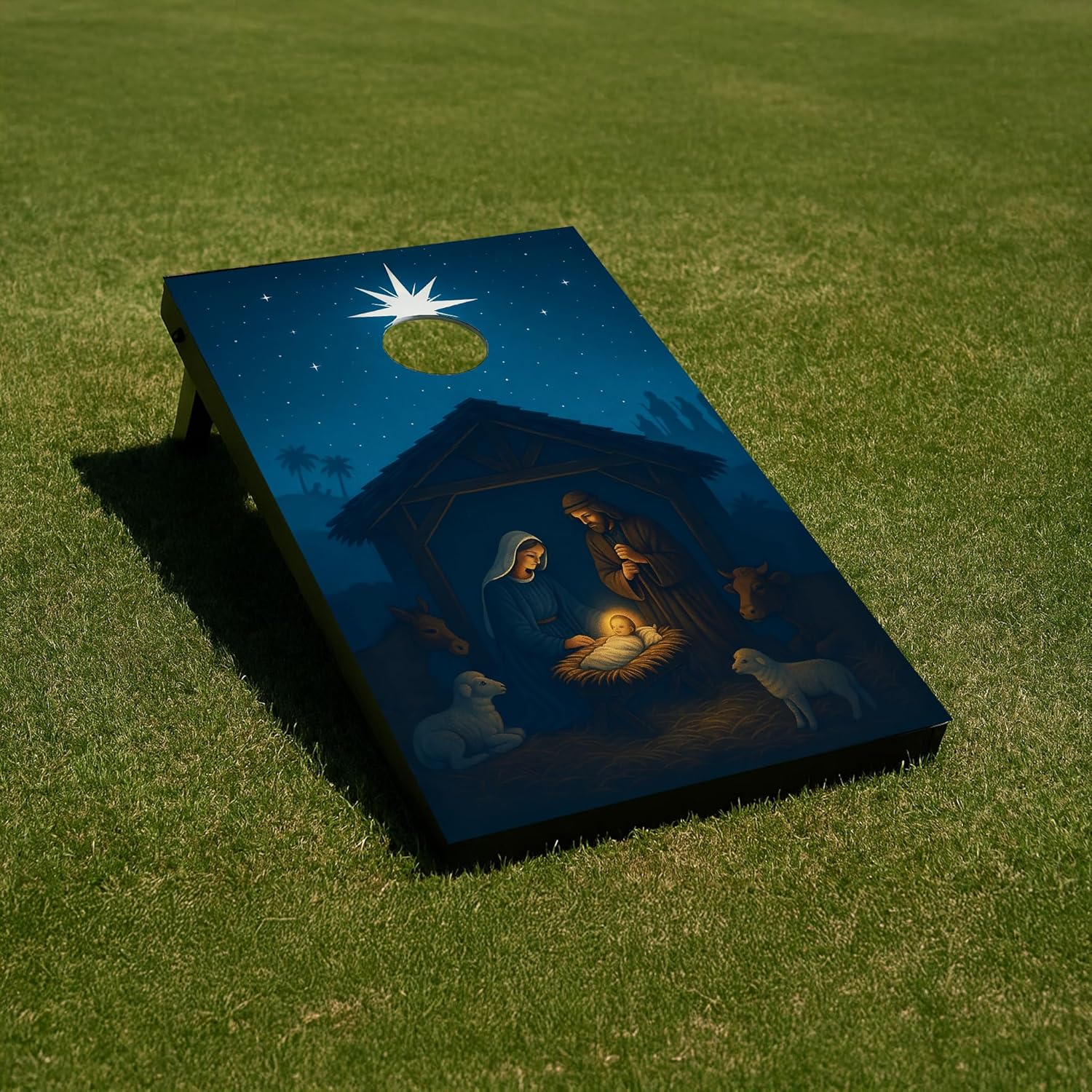 Nativity Cornhole Bag Toss Game 24x36” – Christian Christmas Outdoor Game Set | Includes 2 Wood Boards & 8 Bean Bags