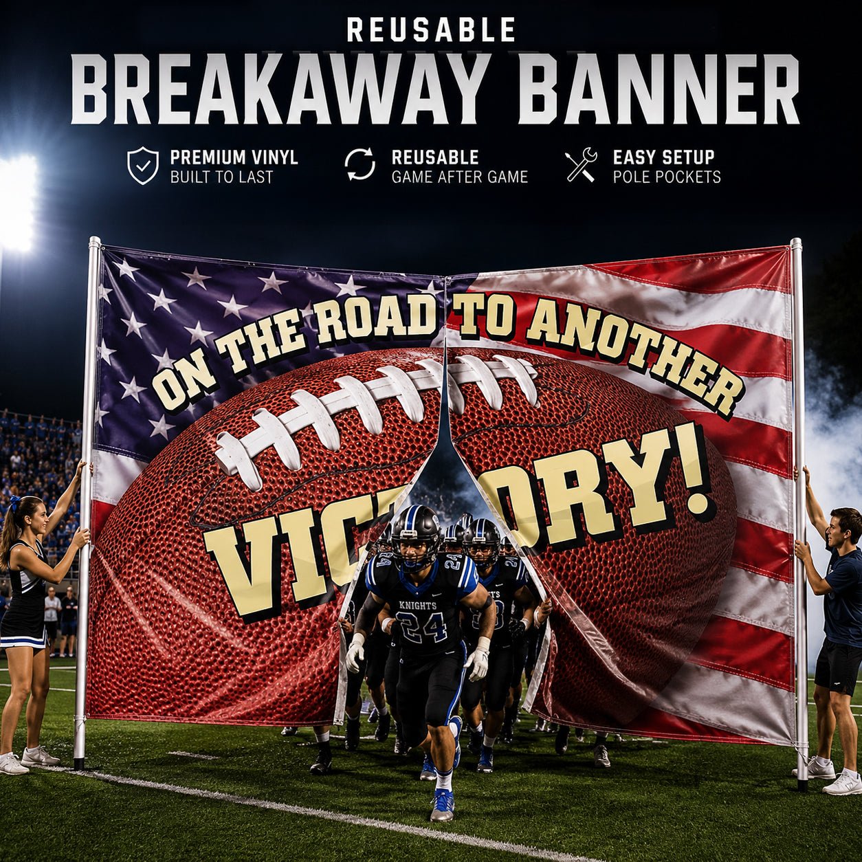 On the Road to Another Victory Football Breakaway Banner