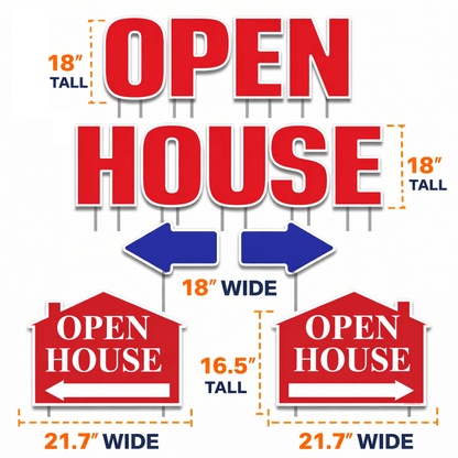Open House Yard Decorations – 13 Piece Realtor Yard Sign Set with Stakes