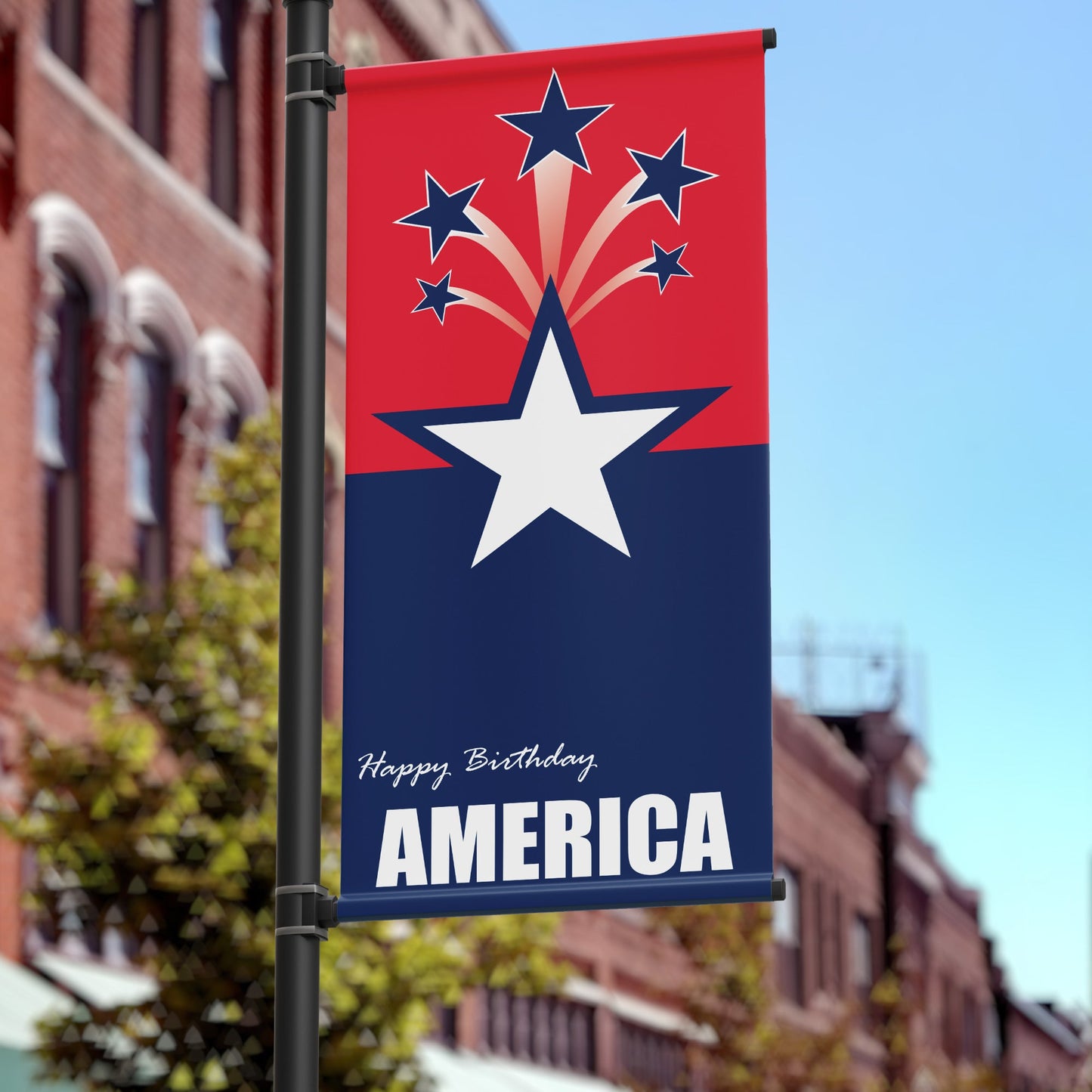 Patriotic Happy Birthday America 24"x96" Pole Banner