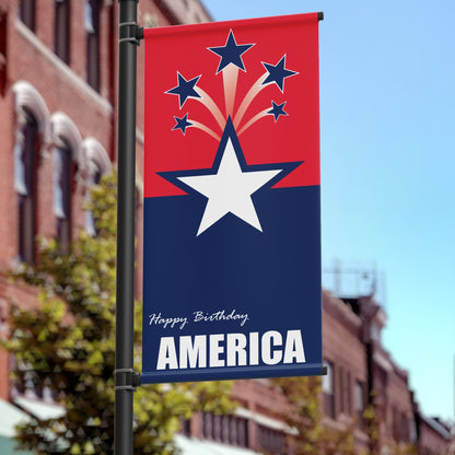 Patriotic Happy Birthday America 24"x96" Pole Banner