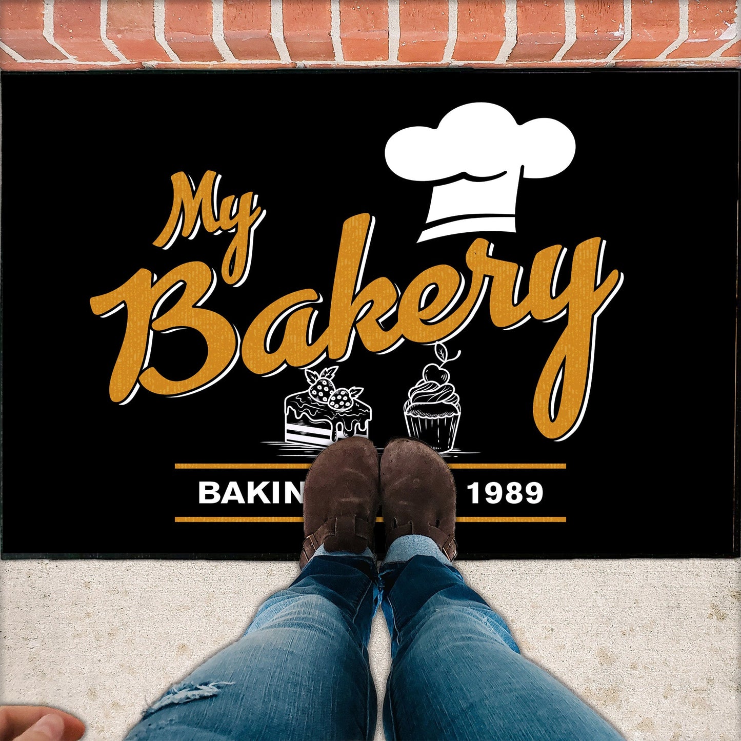 Personalized Bakery Doormat | Cake and Cupcake Design