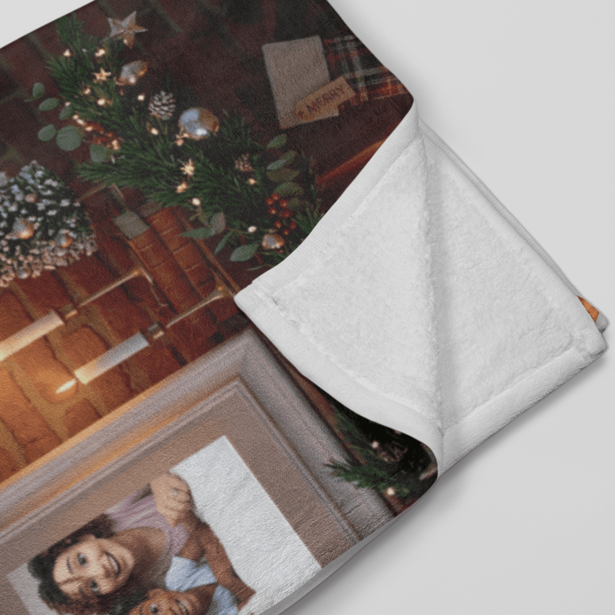 Personalized Cartoon Family Photo Christmas Blanket – Extra Plush Fleece, 36" x 60"