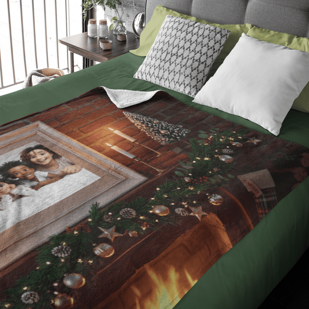 Personalized Cartoon Family Photo Christmas Blanket – Extra Plush Fleece, 36" x 60"