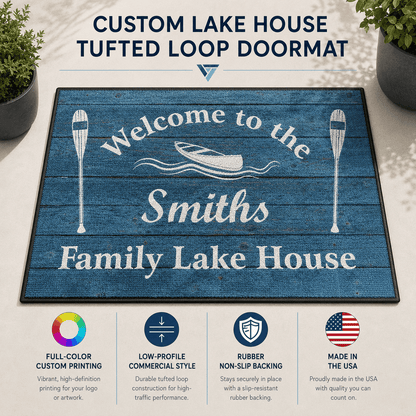 Personalized Family Lakehouse Doormat | Welcome to the Family