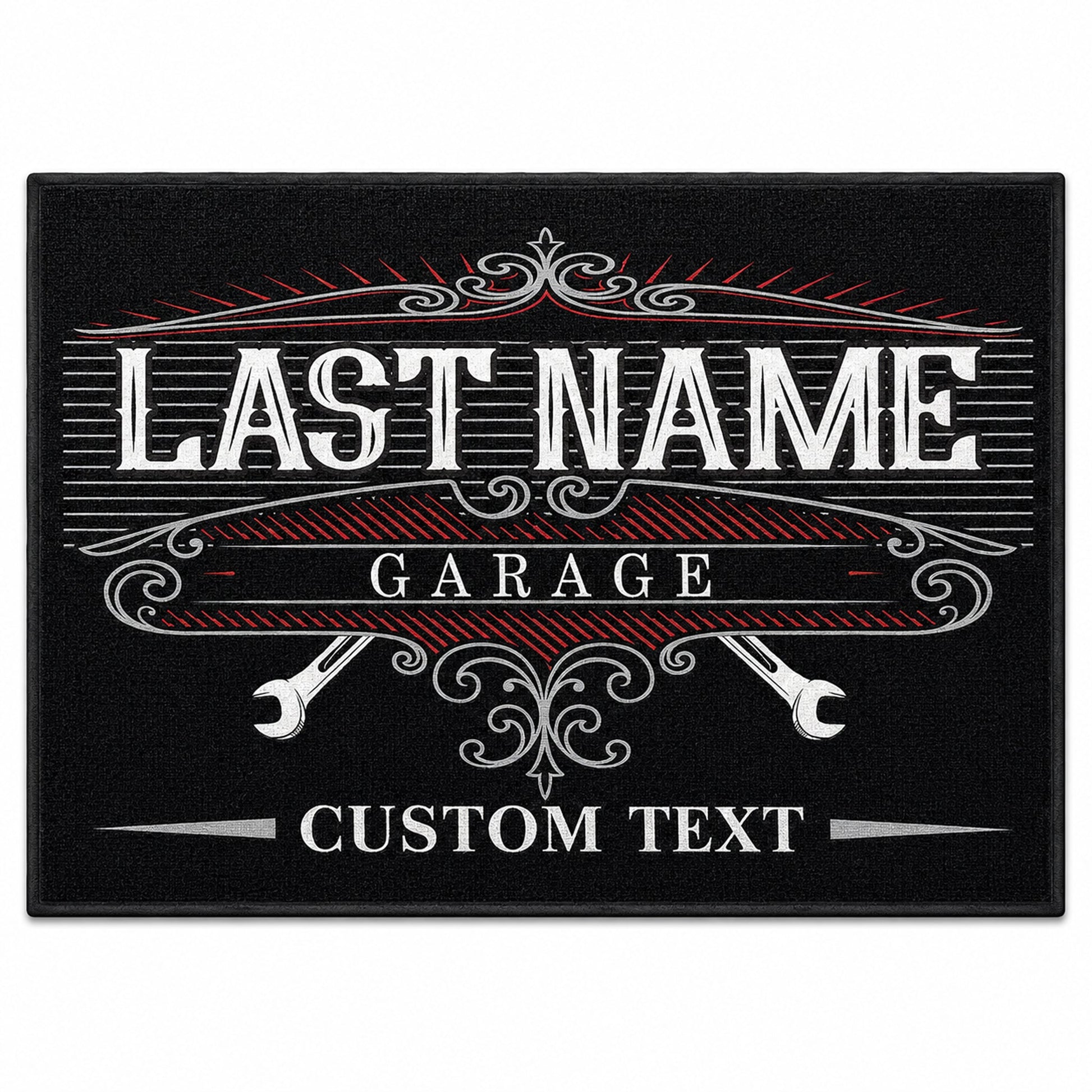 Personalized Garage Doormat – Custom Last Name Auto Shop Mat, 24x36