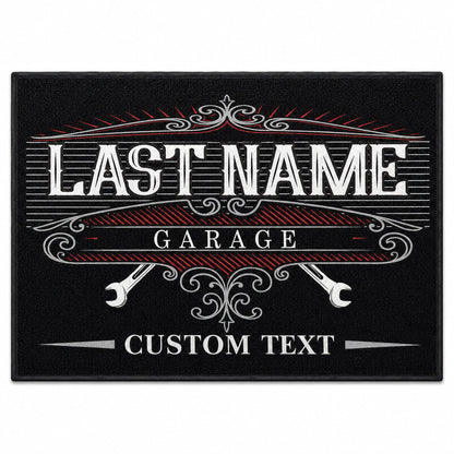 Personalized Garage Doormat – Custom Last Name Auto Shop Mat, 24x36