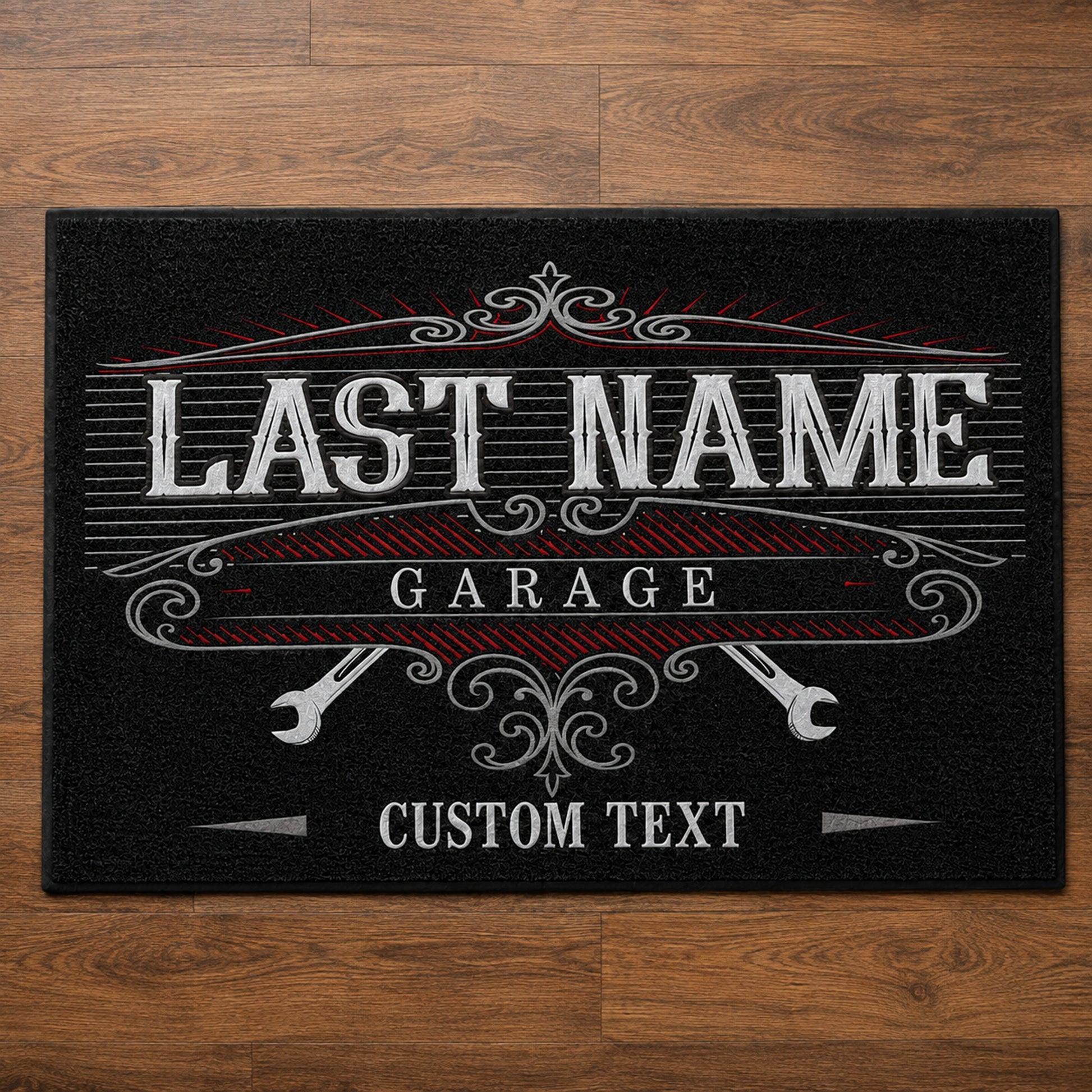 Personalized Garage Doormat – Custom Last Name Auto Shop Mat, 24x36