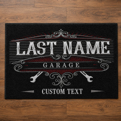 Personalized Garage Doormat – Custom Last Name Auto Shop Mat, 24x36