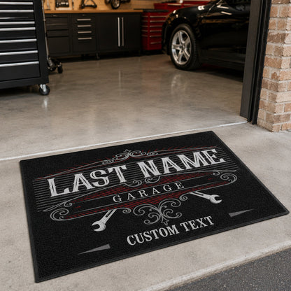 Personalized Garage Doormat – Custom Last Name Auto Shop Mat, 24x36