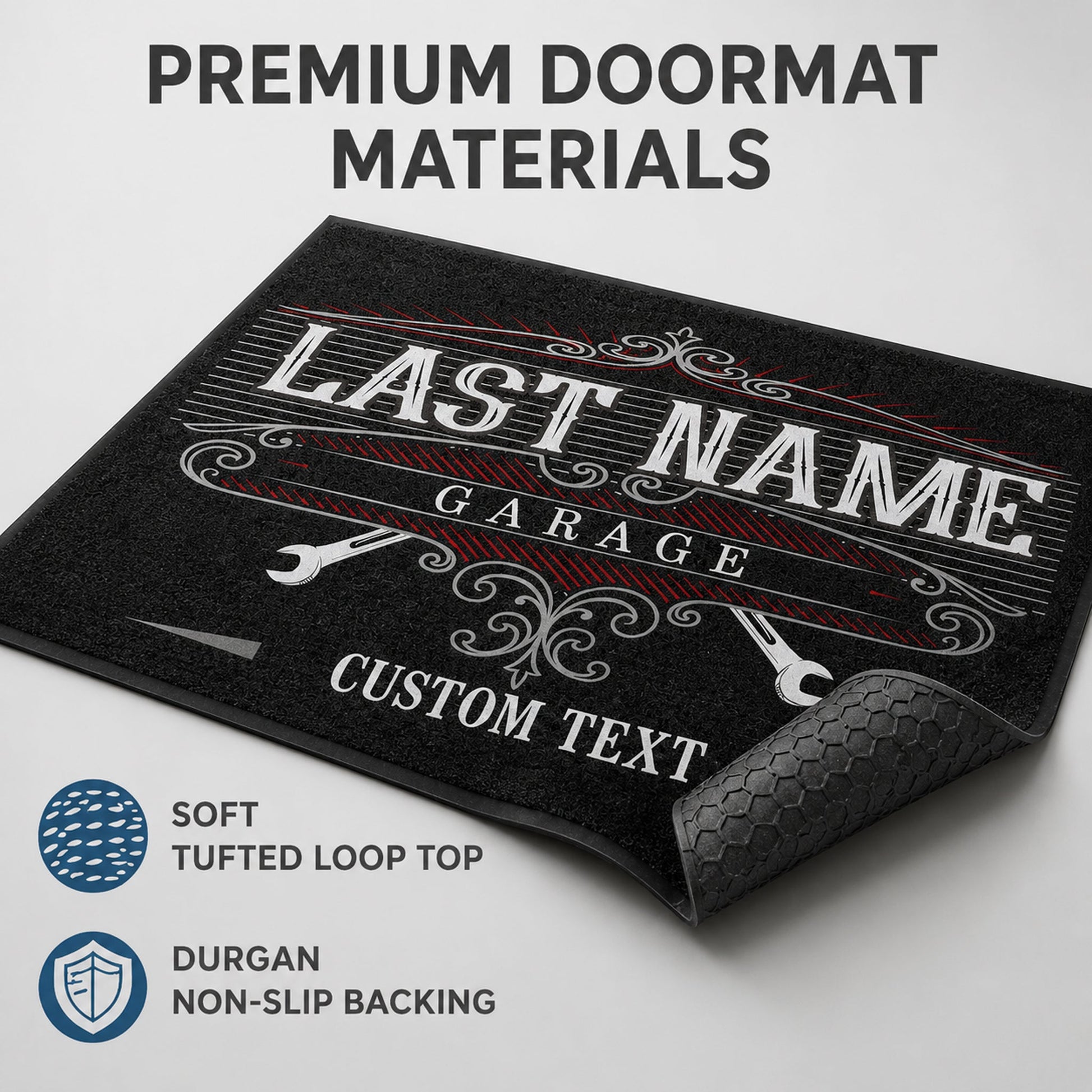 Personalized Garage Doormat – Custom Last Name Auto Shop Mat, 24x36