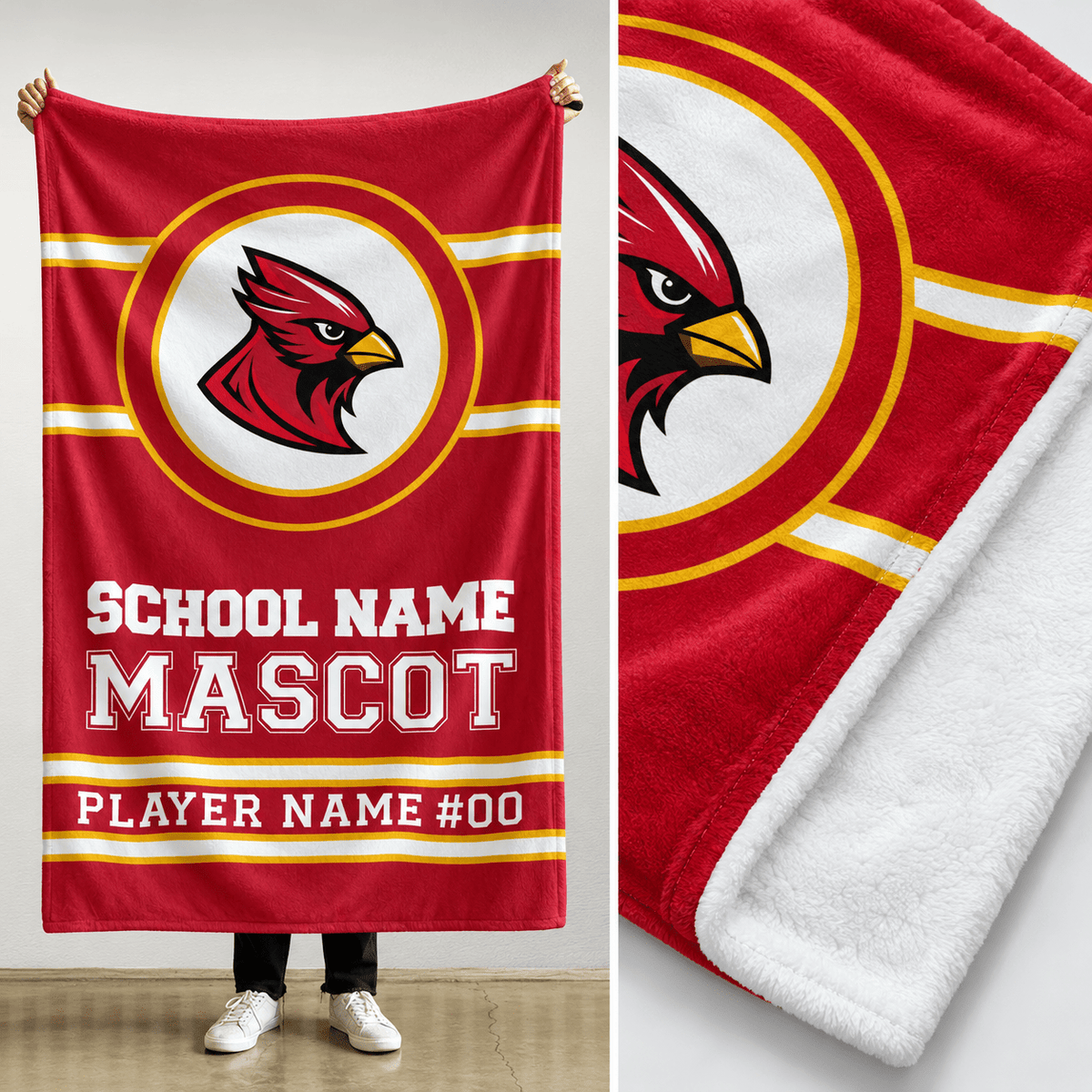 Personalized Team Logo Fleece Blanket with Name & Number – Extra Plush, 36" x 60"
