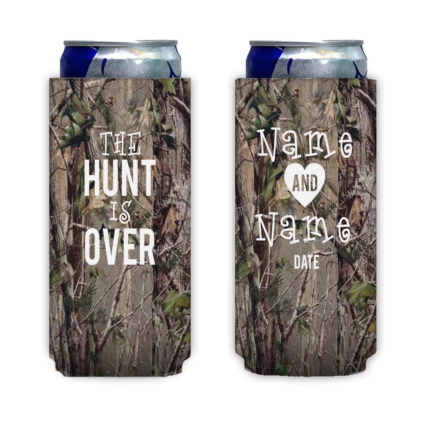 Personalized The Hunt is Over Hunting Wedding Can Cooler