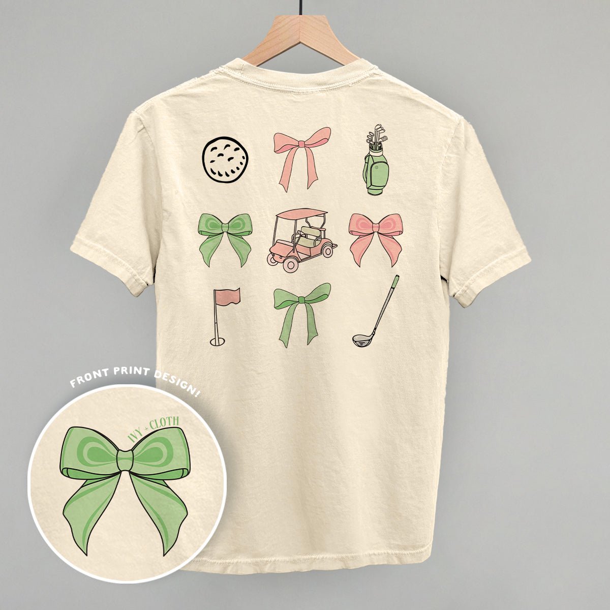 Pink & Green Golf Doodles (Back Print) T-shirt