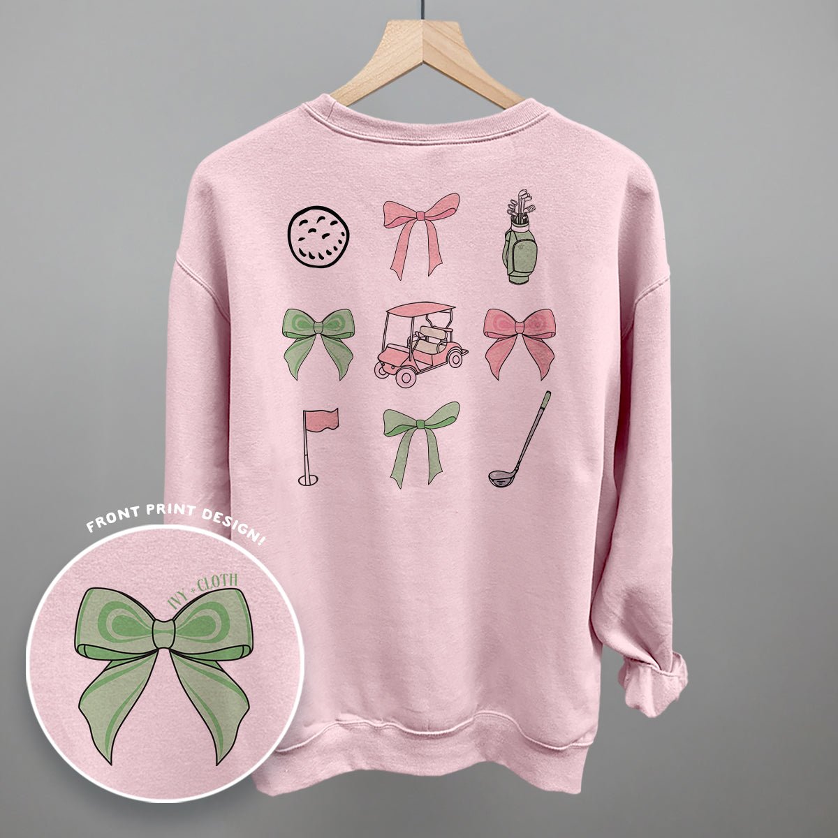 Pink & Green Golf Doodles (Back Print) T-shirt