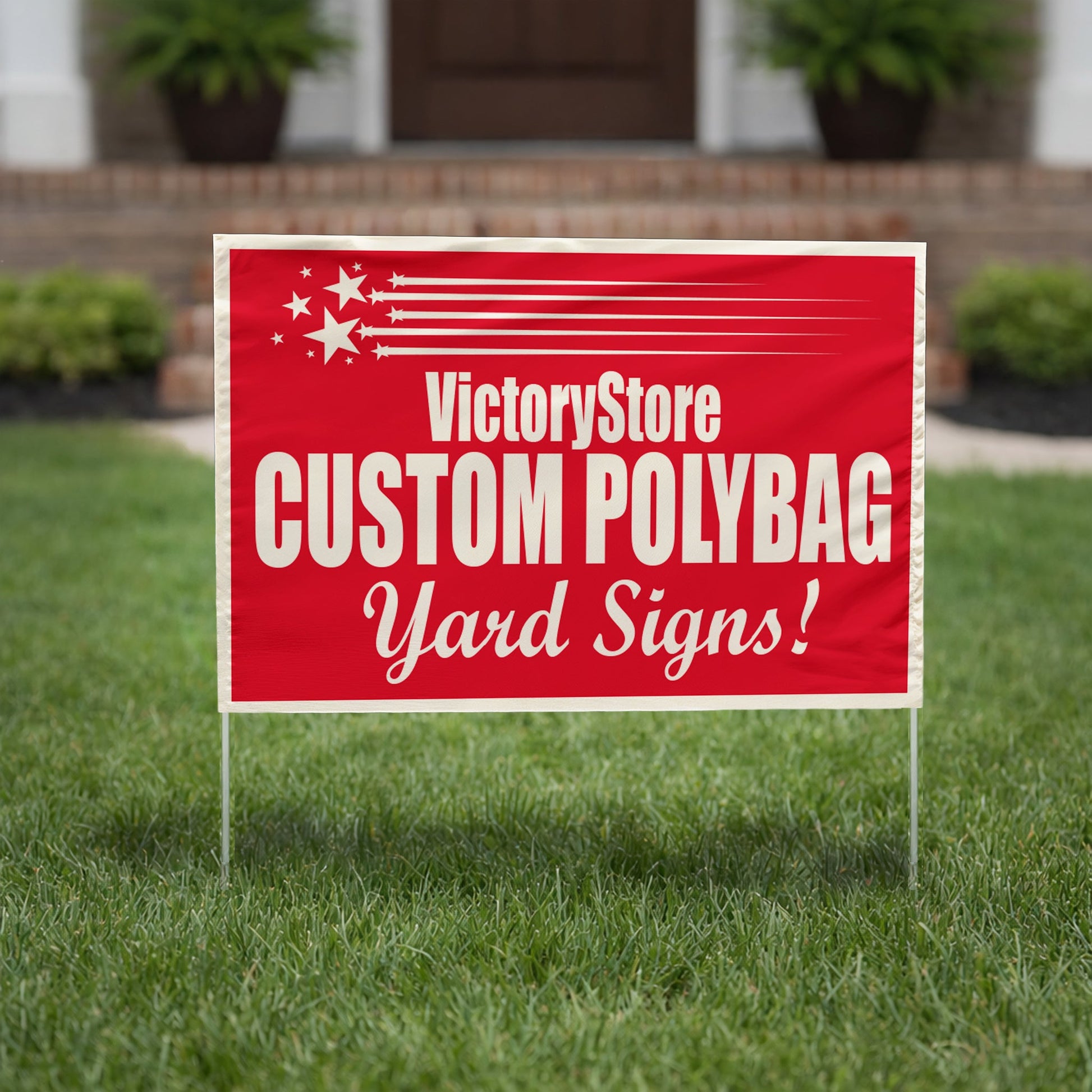 Polybag Yard Signs with Wire U Frame | 16" x 24"