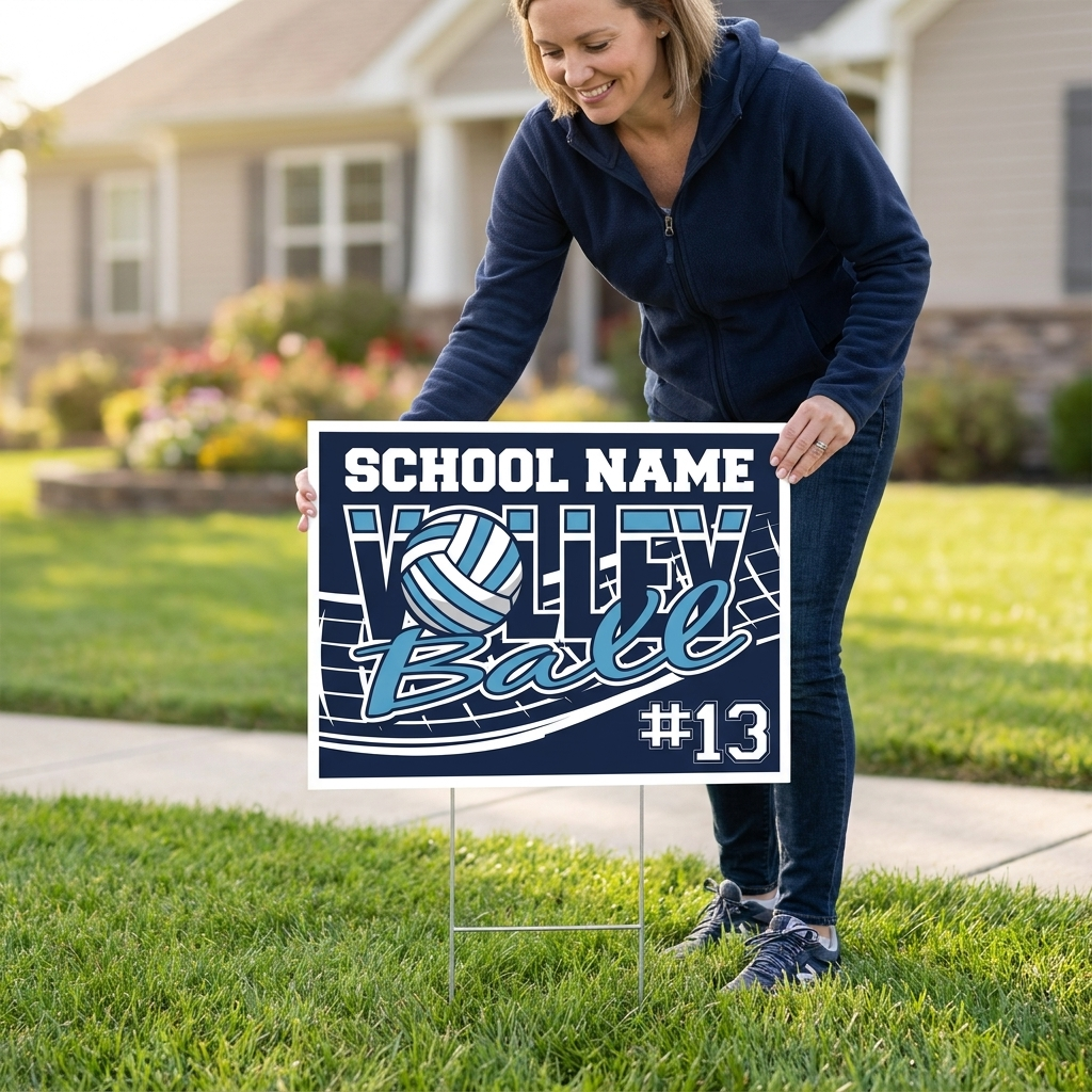 18" x 24" Custom Volleyball Yard Signs – School Name & Player Number