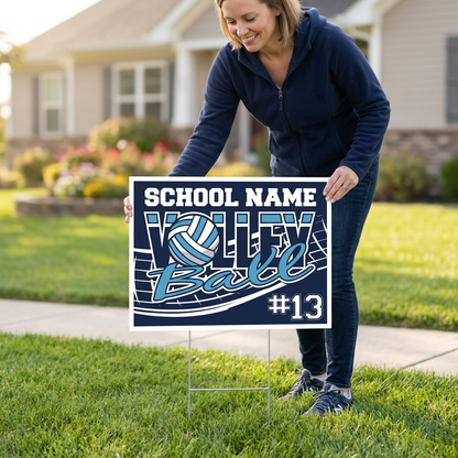 18" x 24" Custom Volleyball Yard Signs – School Name & Player Number