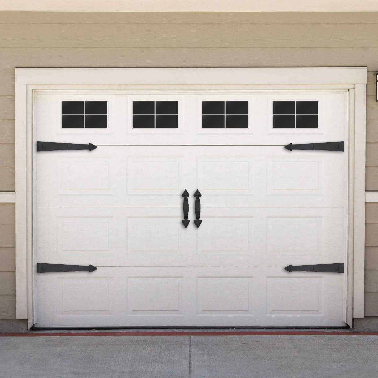 Prestige Garage Door Accent Kit – Decorative Hinges, Handles & Faux Windows | Magnetic DIY Upgrade for 1 - Car Garage